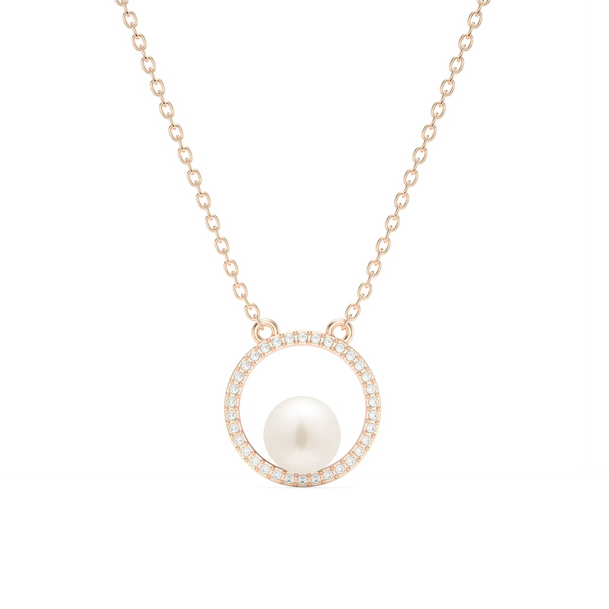 Halo Freshwater Pearl Necklace Freshwater Pearl Rose Gold Pl