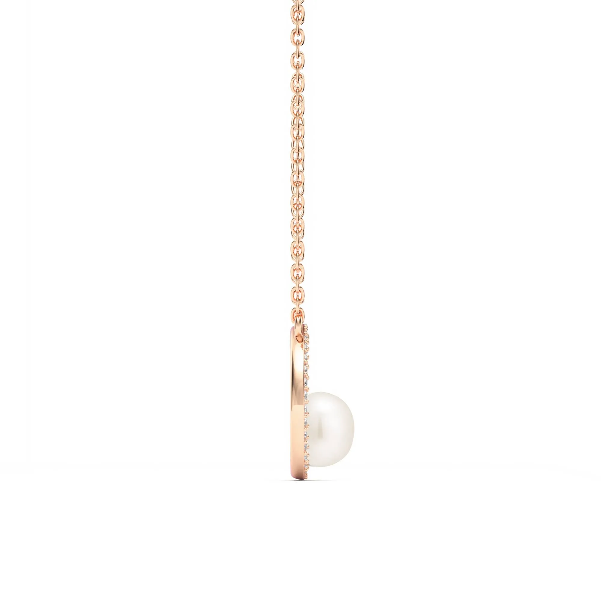 Halo Freshwater Pearl Necklace Freshwater Pearl Rose Gold Pl