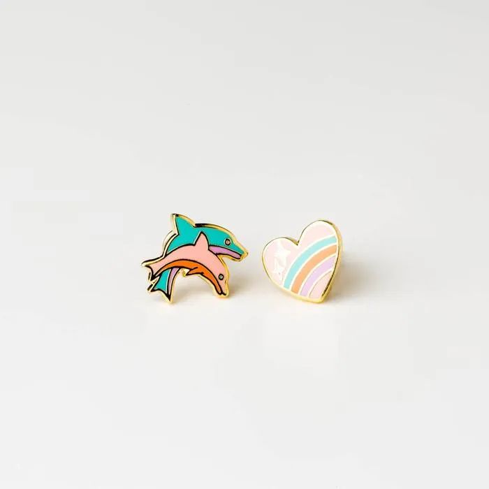 Heart and Dolphin Earrings