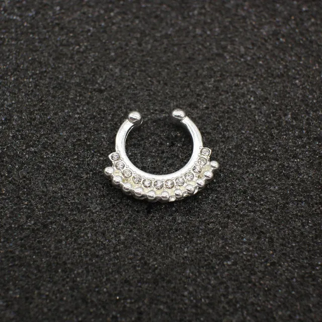 High quality metal fake nose ring Medical titanium jewelry clicker faux septum Piercing clip non Body Hoop For Women wholesale