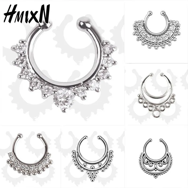 High quality metal fake nose ring Medical titanium jewelry clicker faux septum Piercing clip non Body Hoop For Women wholesale