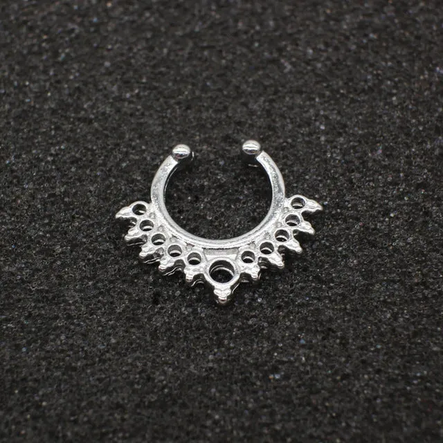 High quality metal fake nose ring Medical titanium jewelry clicker faux septum Piercing clip non Body Hoop For Women wholesale