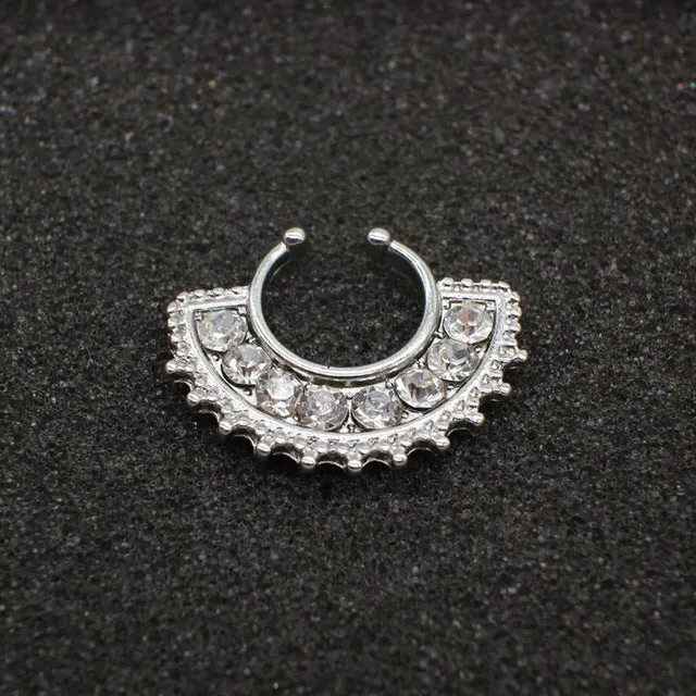 High quality metal fake nose ring Medical titanium jewelry clicker faux septum Piercing clip non Body Hoop For Women wholesale