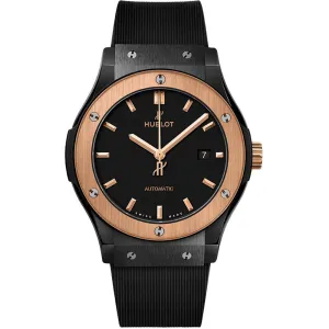 Hublot Classic Fusion 42mm Black Ceramic & 18K King Gold Man's Watch