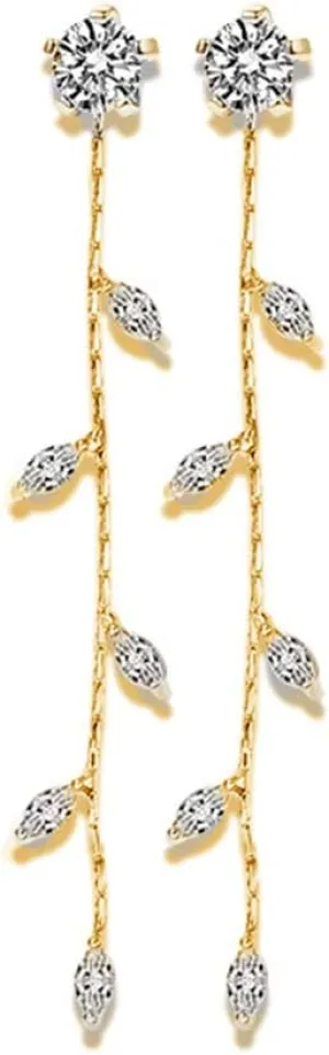 Jewellery Earring Silver Plated Needle No Allergy Stud Earrings, Wicker and Leaf Shape Imitation Diamond Studded, Tassels Diamond Pendant Earrings