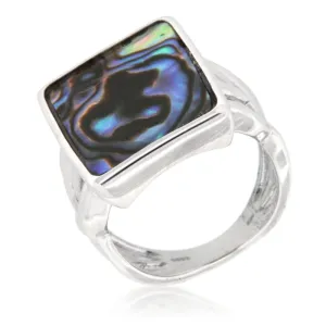Ladies Abalone Shell Rectangular Shaped Ring set in a 925 sterling silver base by Pearlz Gallery