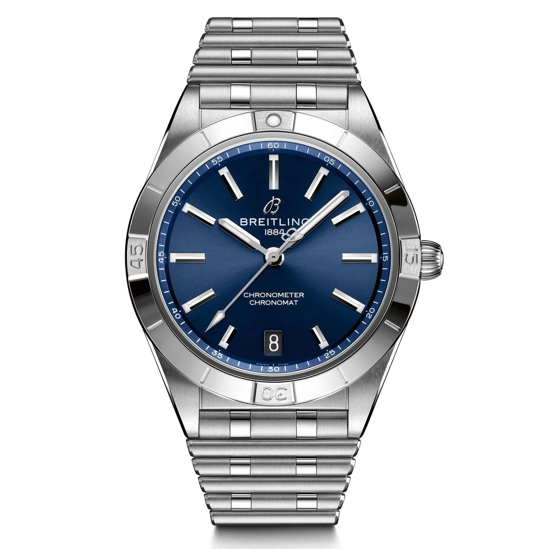 Ladies' Breitling Chronomat Automatic 36 Blue Dial Stainless Steel Watch A10380101C1A1