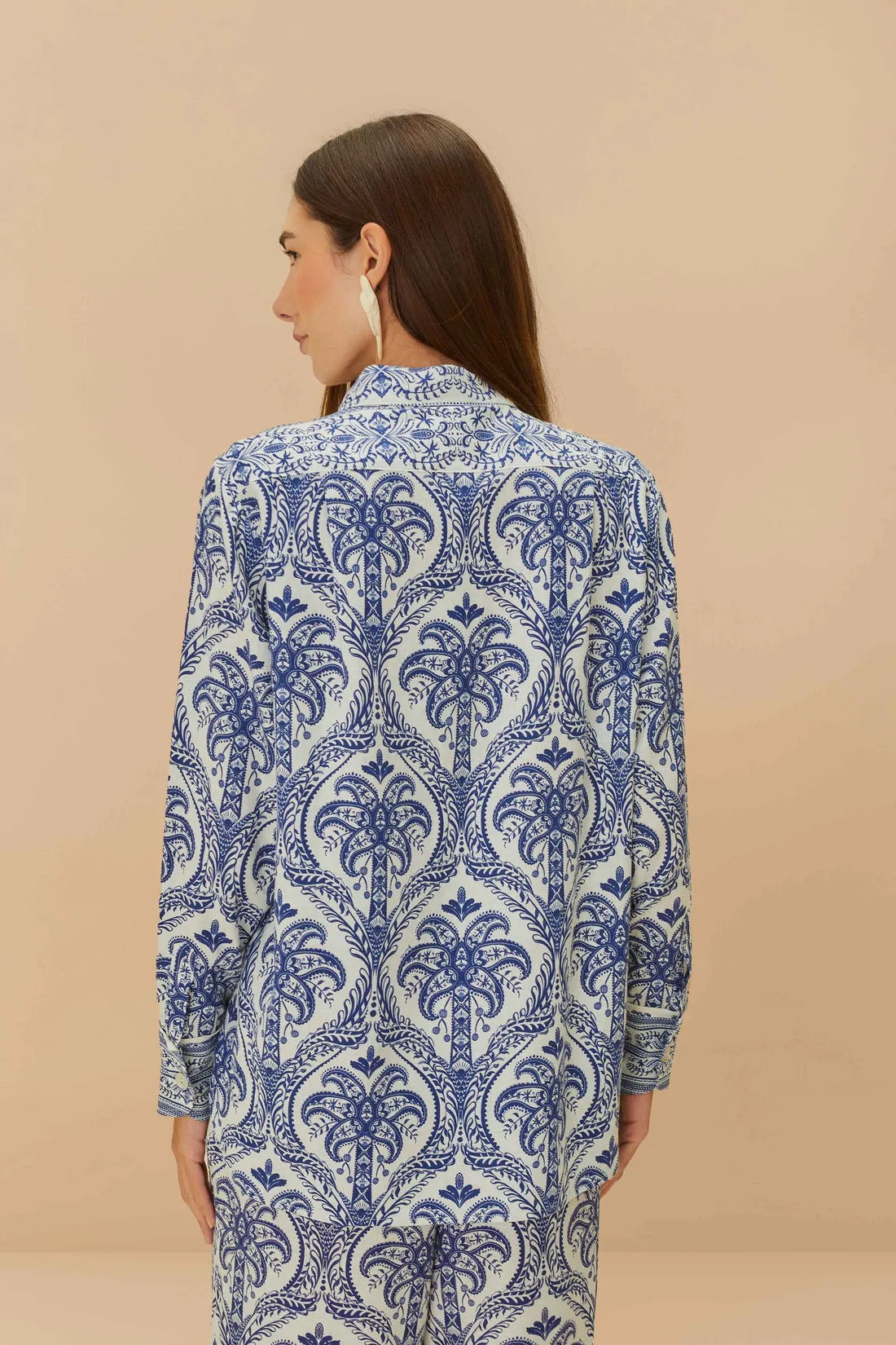 Linen Shirt in Blue Tropical