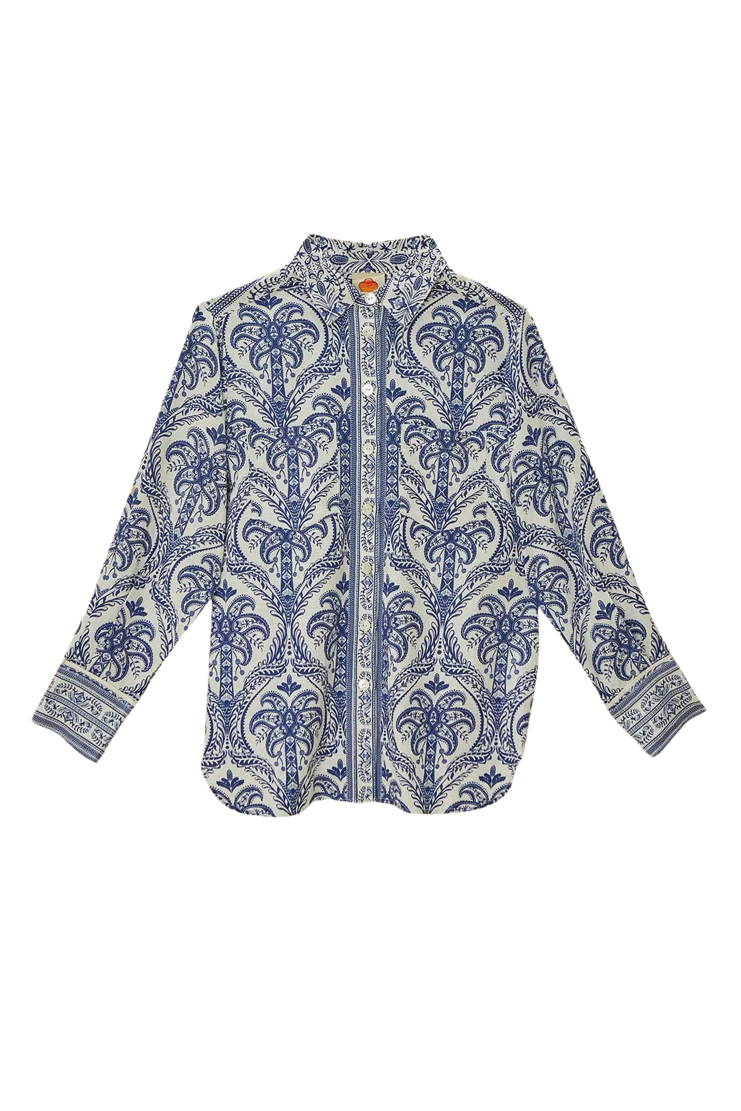 Linen Shirt in Blue Tropical