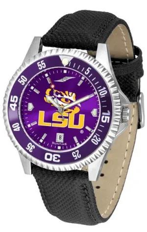 Louisiana State Tigers Mens Competitor Ano Poly/Leather Band Watch w/ Colored Bezel