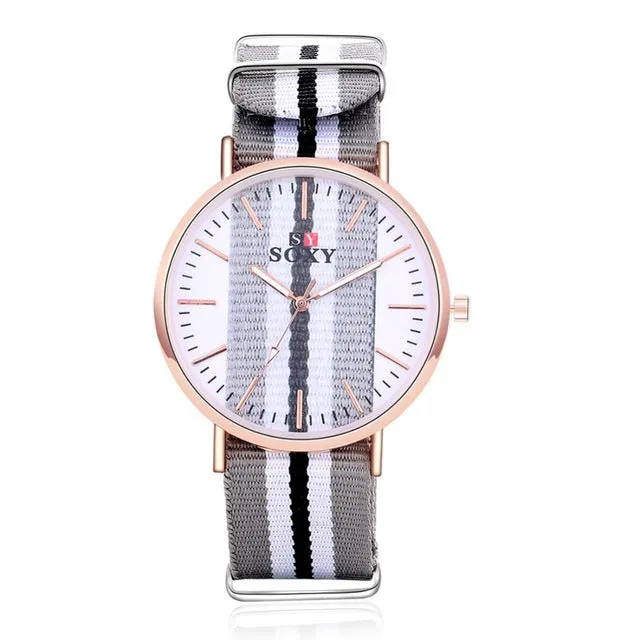 Lovers' Watch Luxury Gold Watch Men Women Watches Nylon Strap Wrist Watch