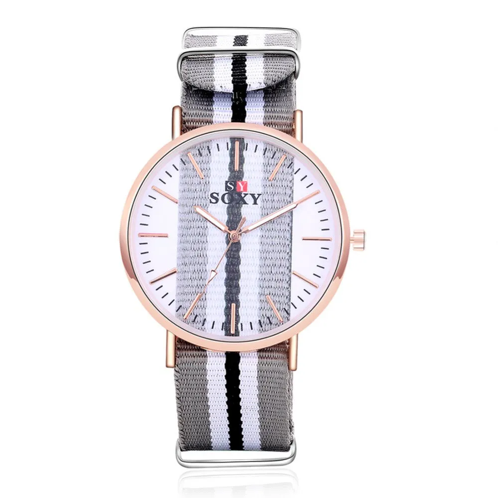 Lovers' Watch Luxury Gold Watch Men Women Watches Nylon Strap Wrist Watch