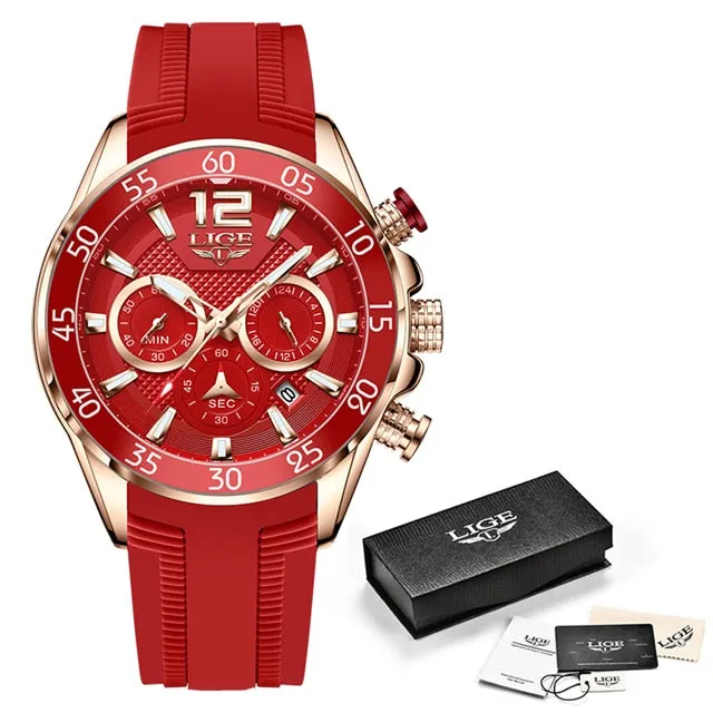 Luxury Silicone Sports Watch Men Quartz Clock Waterproof Wristwatches