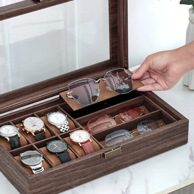 Luxury Wooden Watch Sunglasses Collection Box - 6 3 Slots