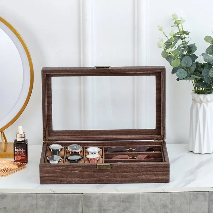 Luxury Wooden Watch Sunglasses Collection Box - 6 3 Slots