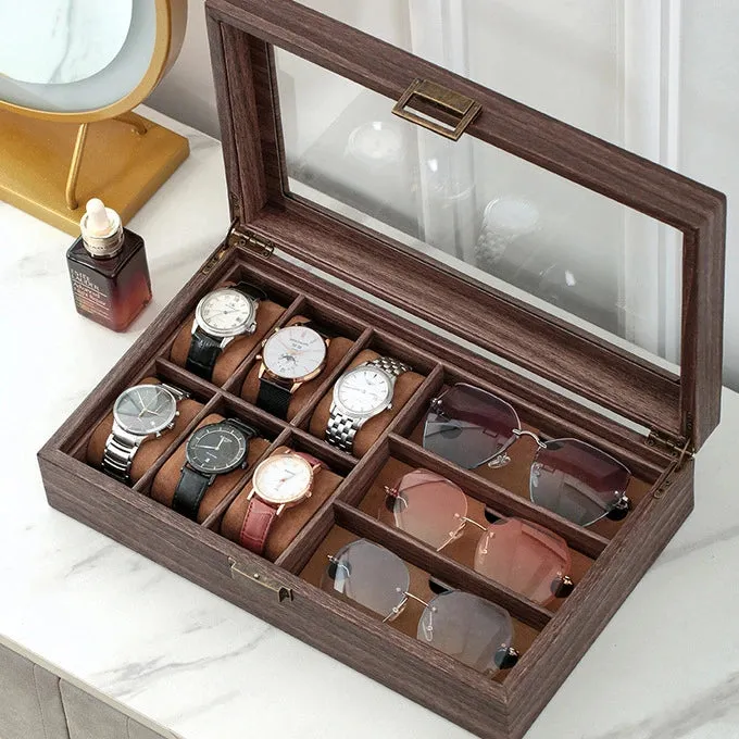 Luxury Wooden Watch Sunglasses Collection Box - 6 3 Slots