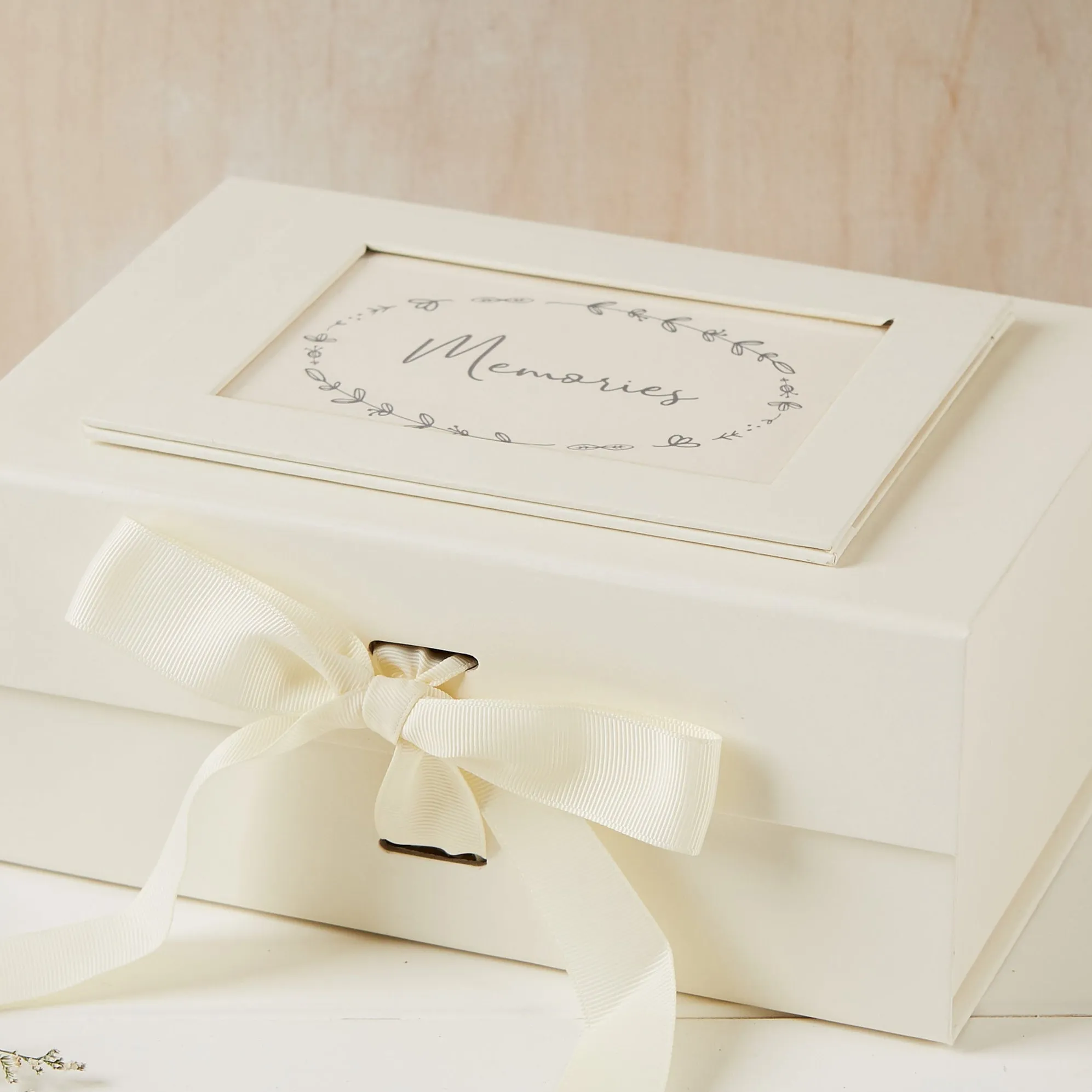 Medium 'Memories' Ivory Card Memory Keepsake Box