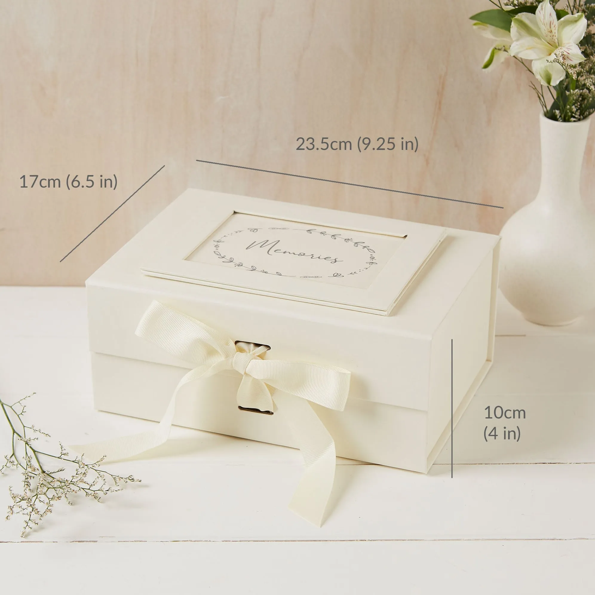 Medium 'Memories' Ivory Card Memory Keepsake Box