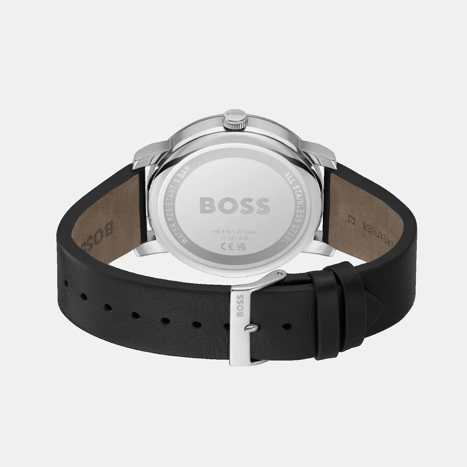 Men Quartz Black Dial Multi-Function Leather Watch 1514125