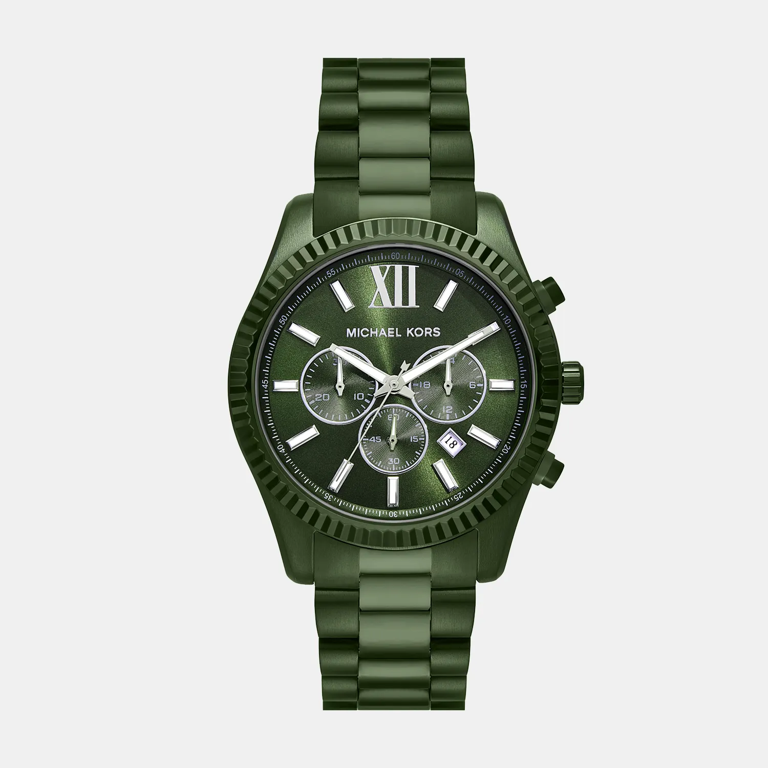 Men Quartz Green Dial Chronograph Stainless Steel Watch MK9166