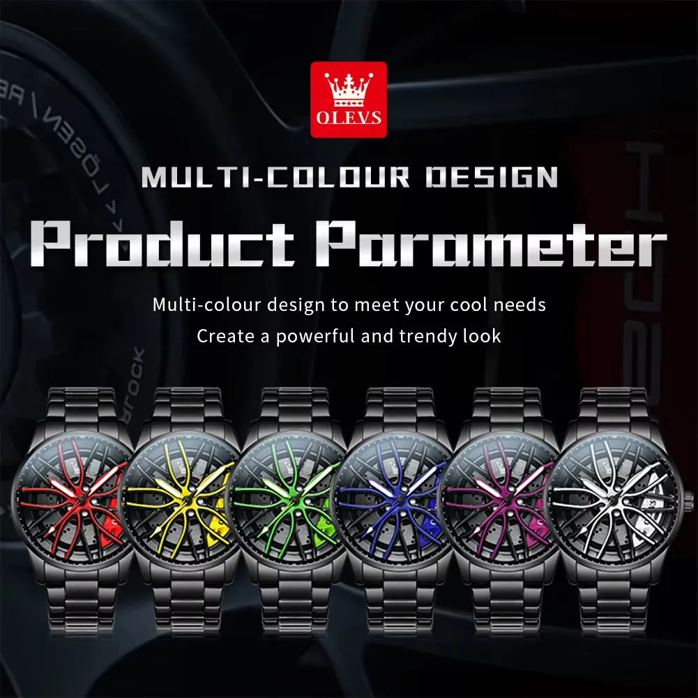 Men Watches Waterproof Rotary Sport Car Rim Man Luxury Watch High Quality Fashion Stainless Steel Quartz Men'S Watches