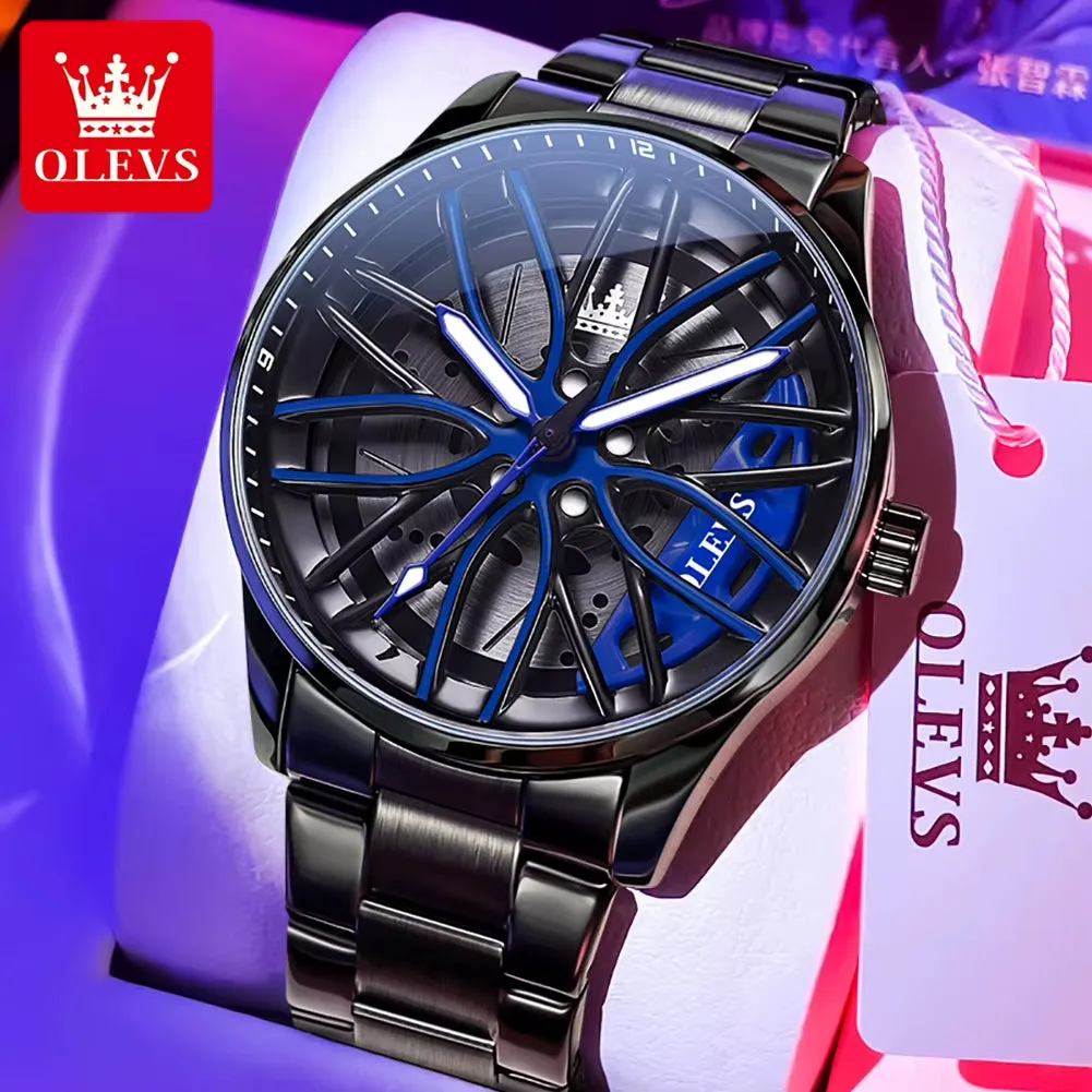 Men Watches Waterproof Rotary Sport Car Rim Man Luxury Watch High Quality Fashion Stainless Steel Quartz Men'S Watches