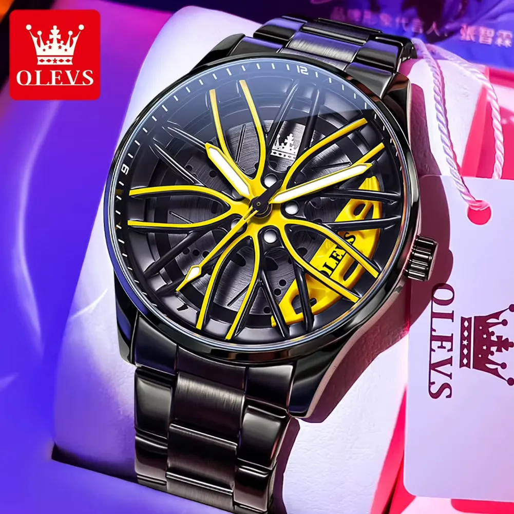 Men Watches Waterproof Rotary Sport Car Rim Man Luxury Watch High Quality Fashion Stainless Steel Quartz Men'S Watches