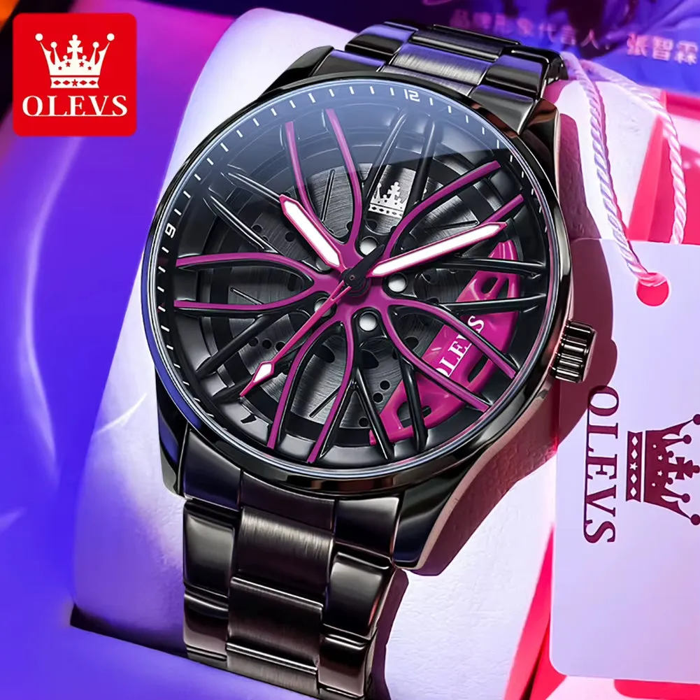 Men Watches Waterproof Rotary Sport Car Rim Man Luxury Watch High Quality Fashion Stainless Steel Quartz Men'S Watches