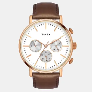 Men's Quartz White Dial Chronograph Leather Watch TWEG20005