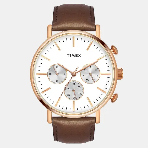 Men's Quartz White Dial Chronograph Leather Watch TWEG20005