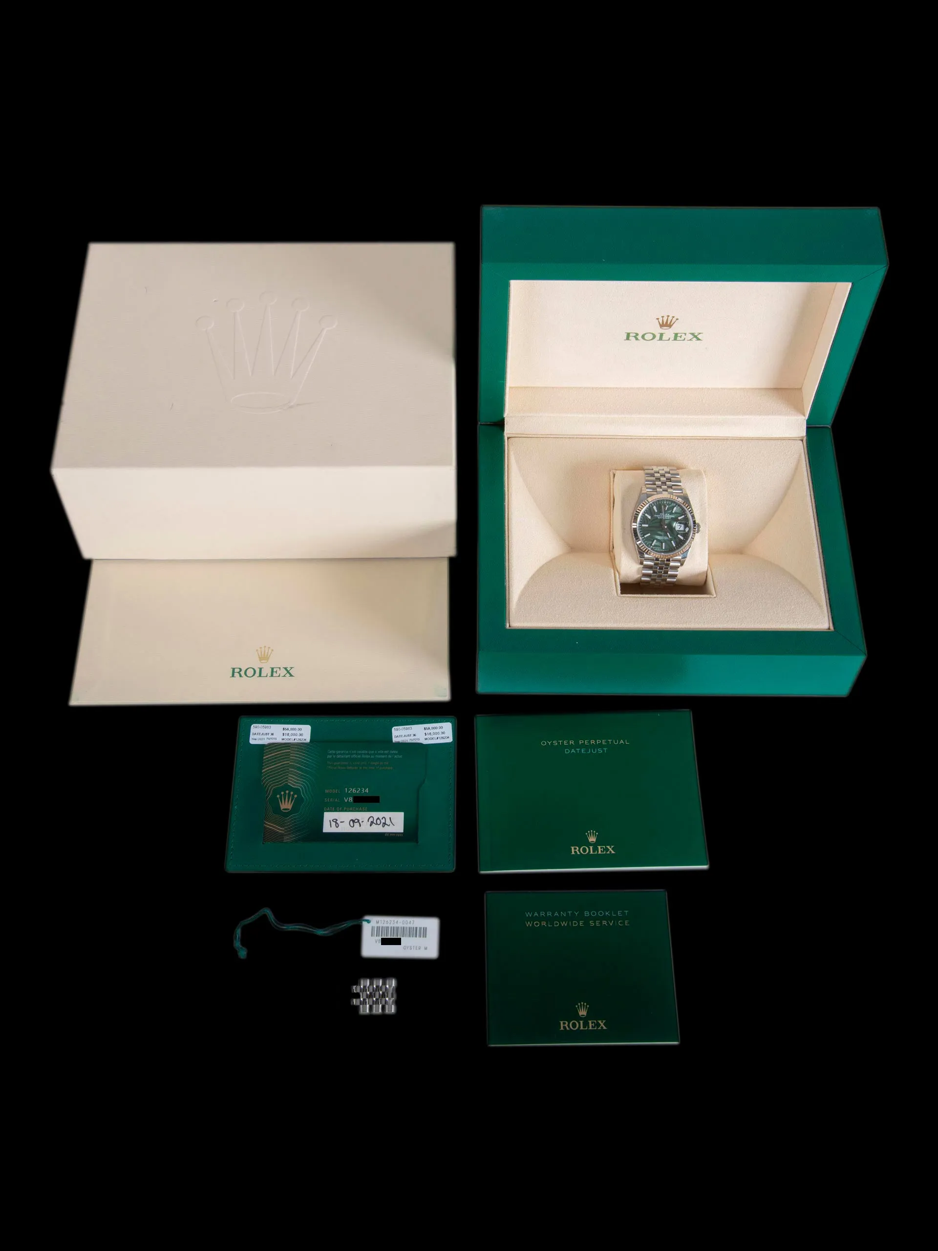 *Mint* 2021 Rolex Datejust (Ref. 126234) Green Palm Dial W/ Full Set & Factory Stickers