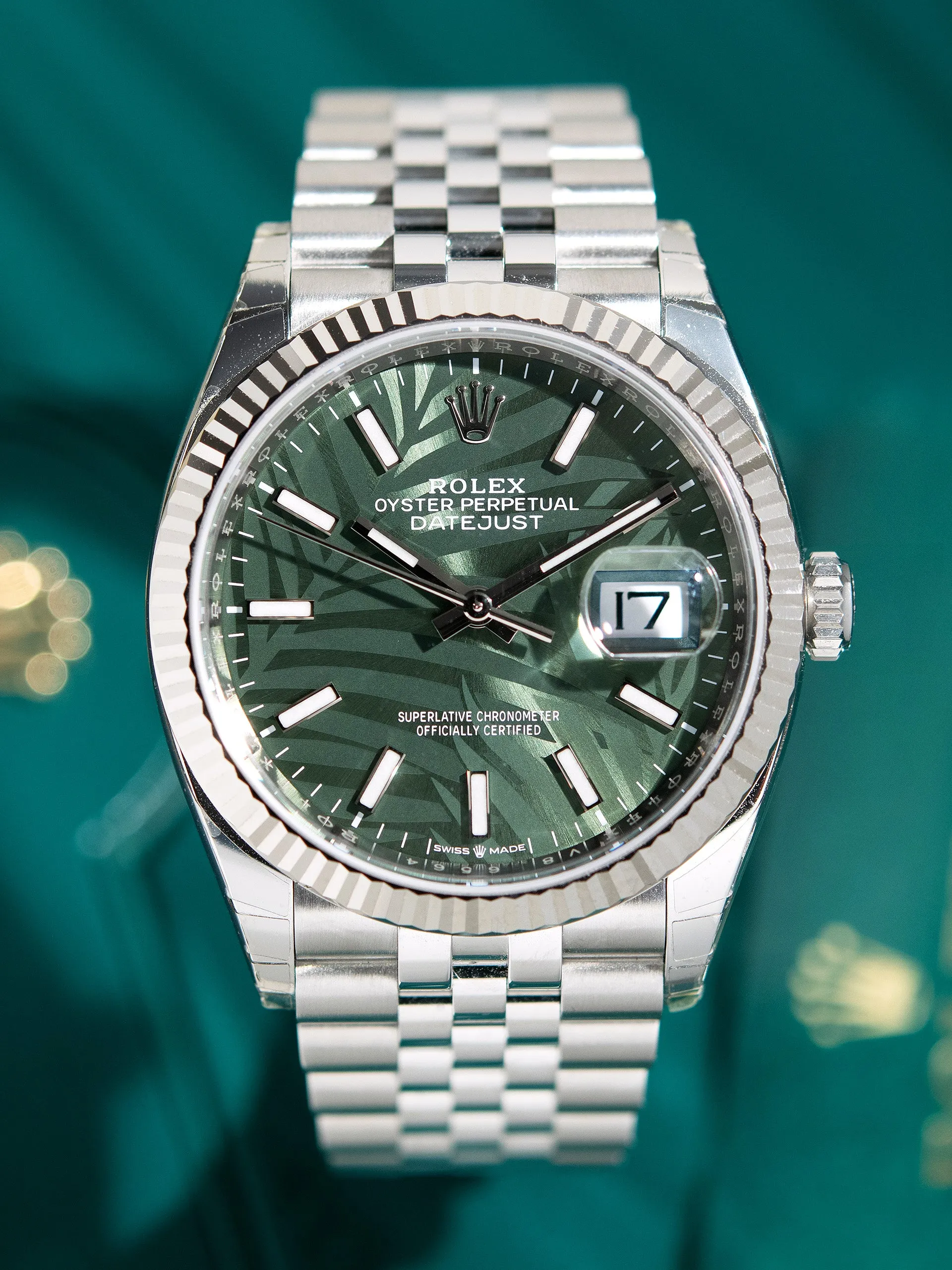 *Mint* 2021 Rolex Datejust (Ref. 126234) Green Palm Dial W/ Full Set & Factory Stickers