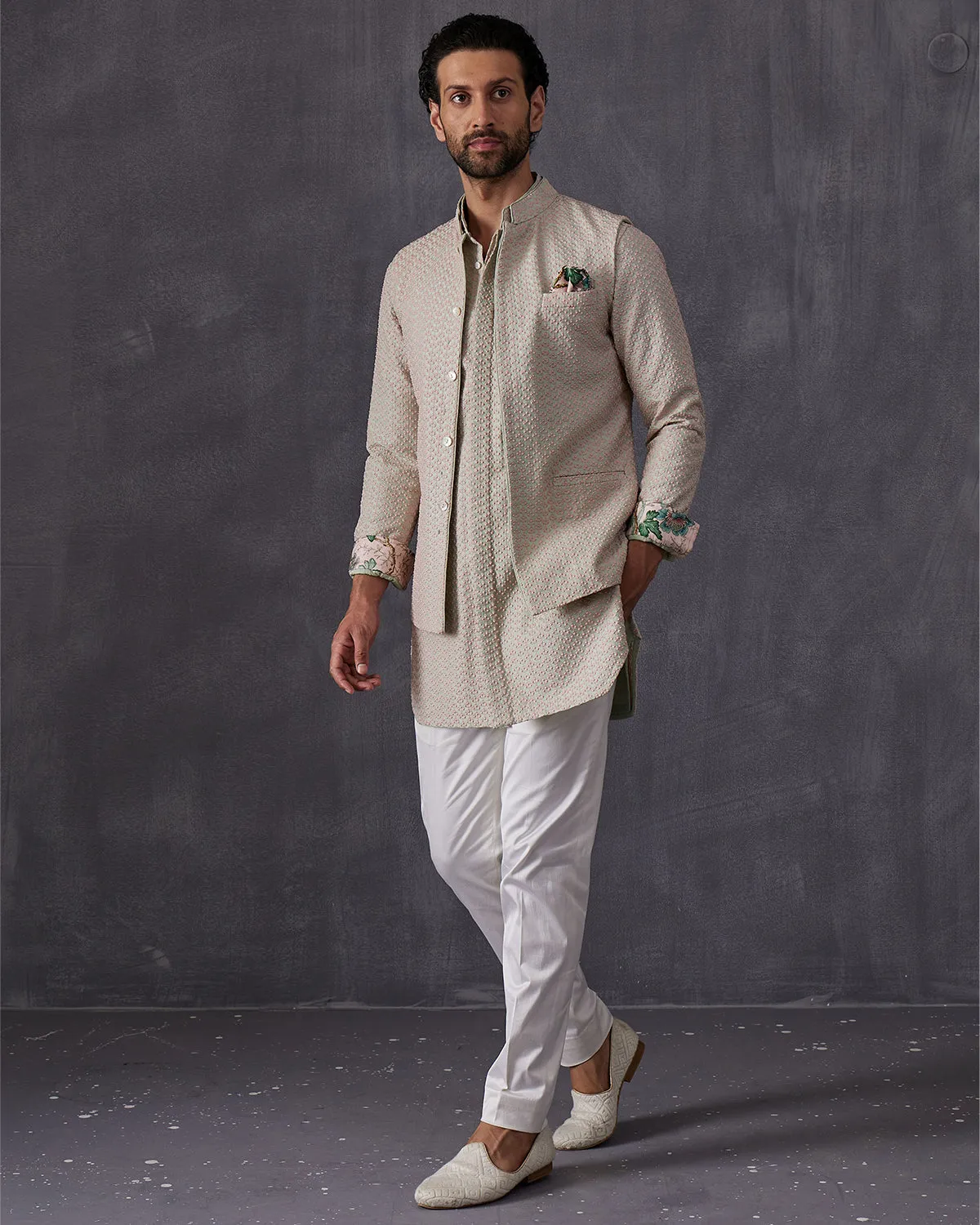 Mint And Pink Kurta Set
