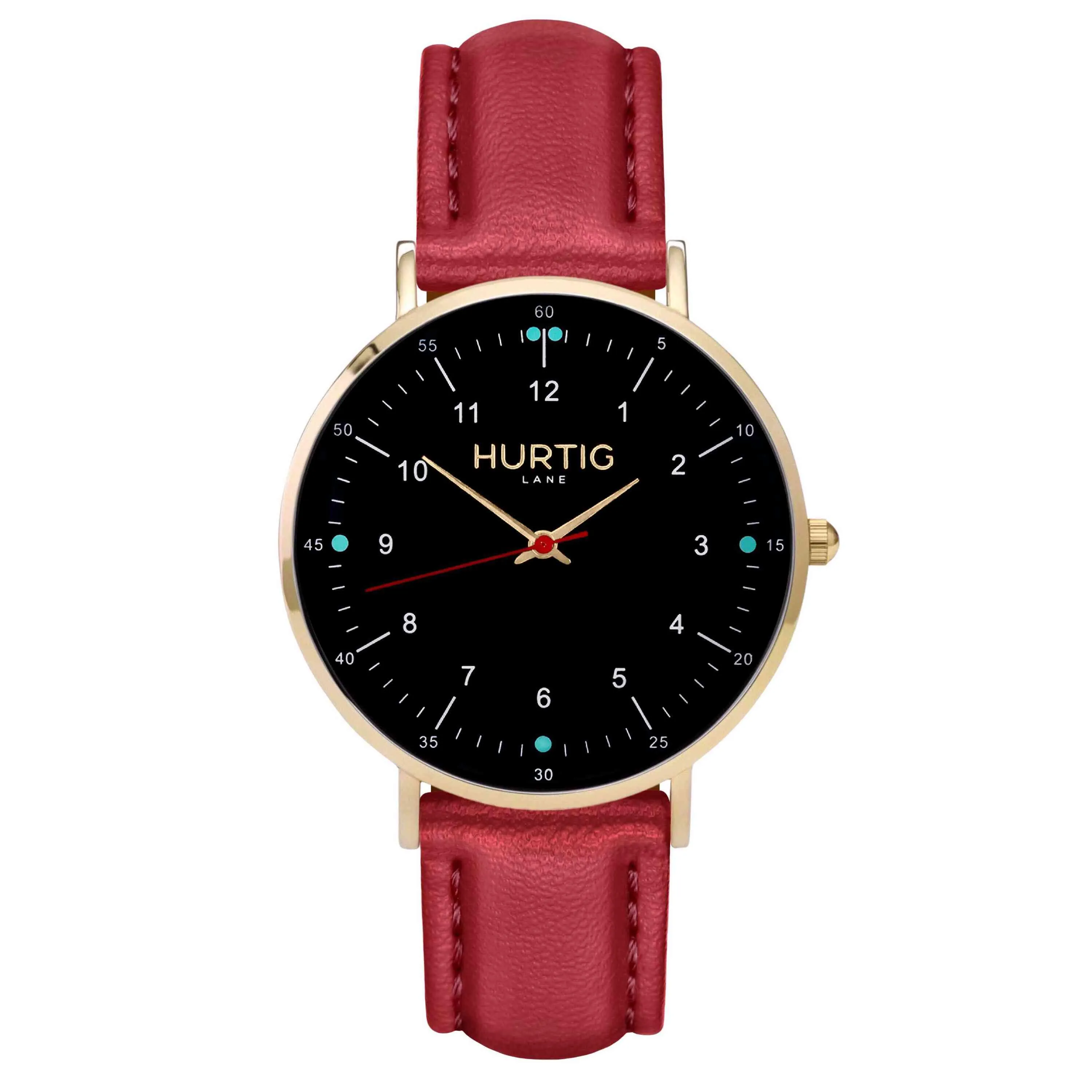 Moderna Vegan Leather Watch Gold, Black & Mint