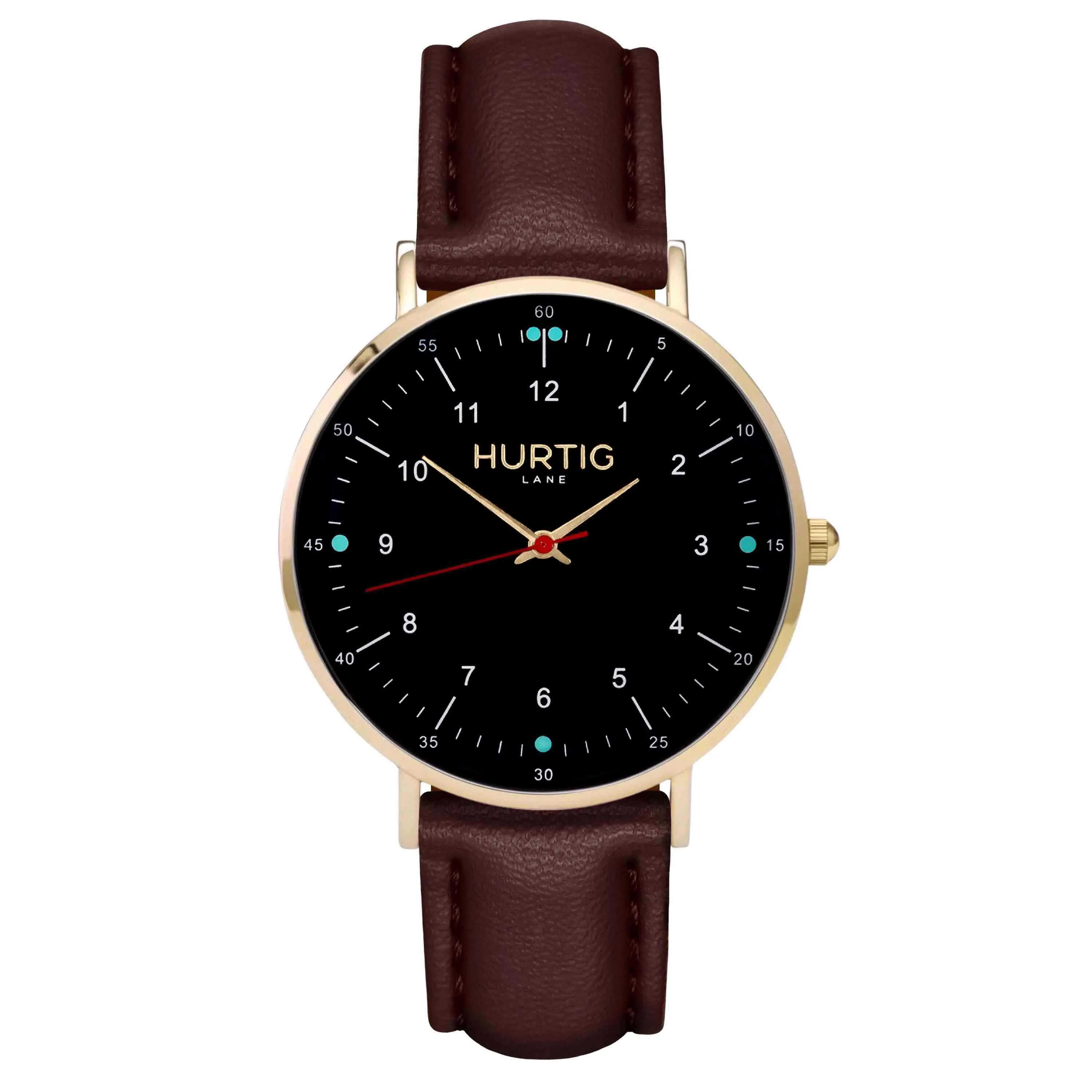 Moderna Vegan Leather Watch Gold, Black & Mint