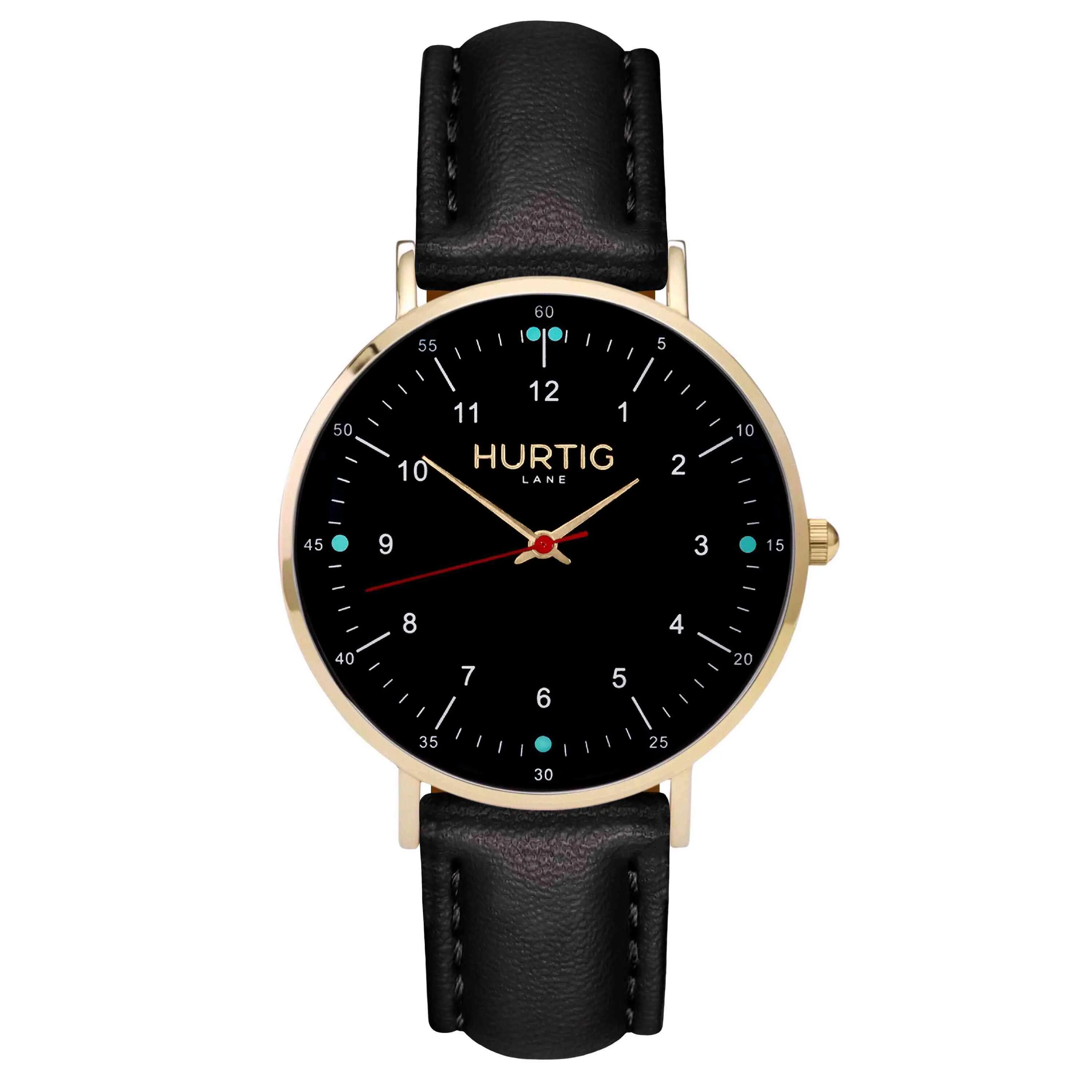Moderna Vegan Leather Watch Gold, Black & Mint