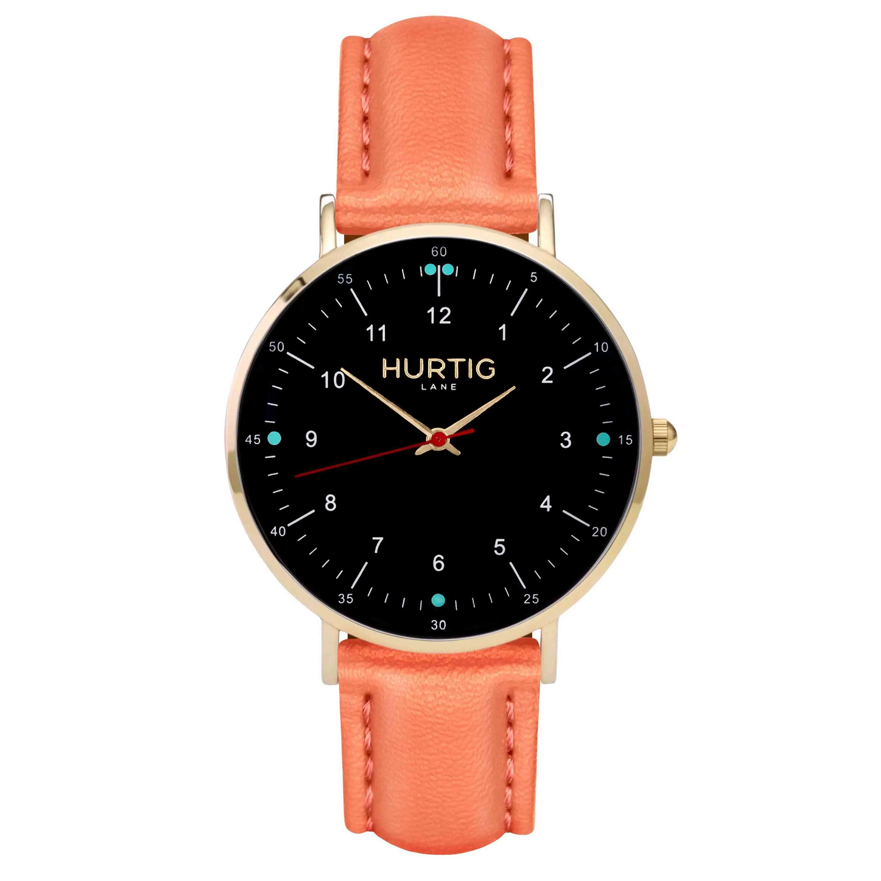 Moderna Vegan Leather Watch Gold, Black & Mint