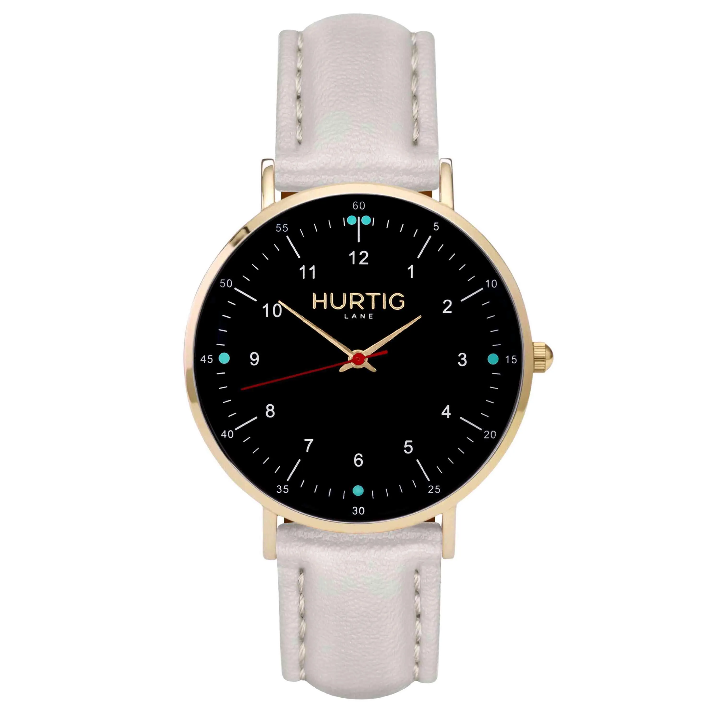 Moderna Vegan Leather Watch Gold, Black & Mint