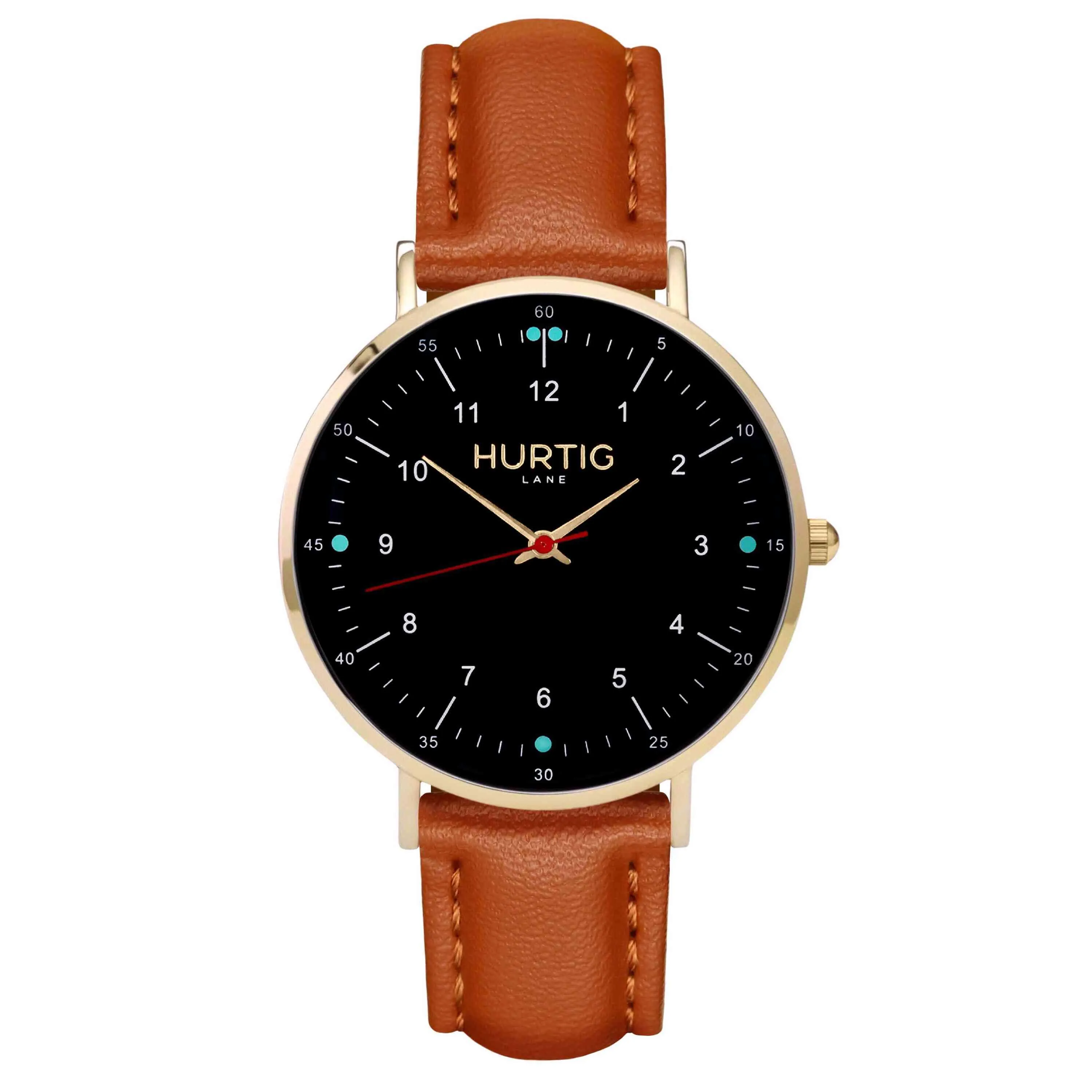 Moderna Vegan Leather Watch Gold, Black & Mint
