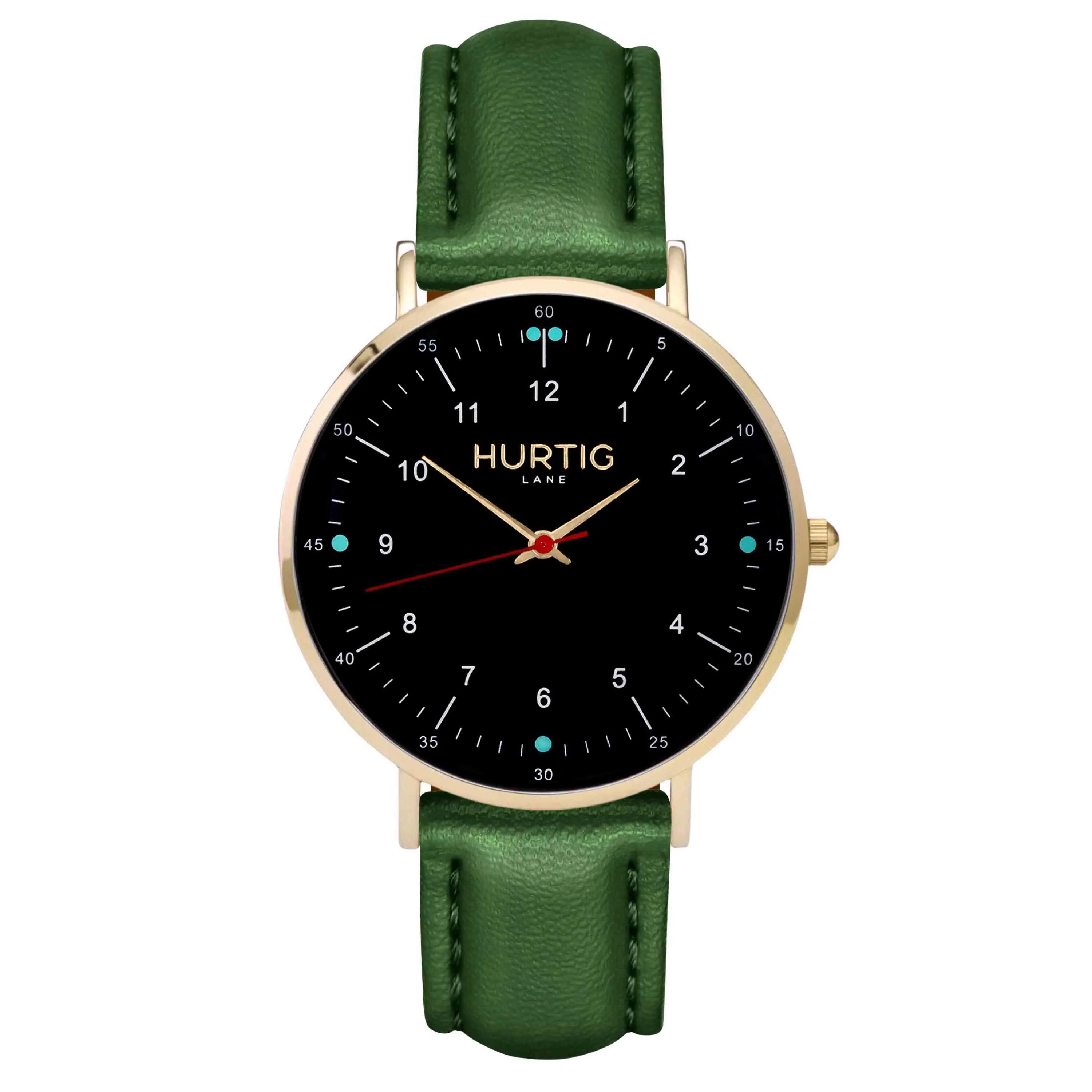 Moderna Vegan Leather Watch Gold, Black & Mint
