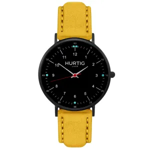 Moderna Vegan Suede Watch All Black & Mustard
