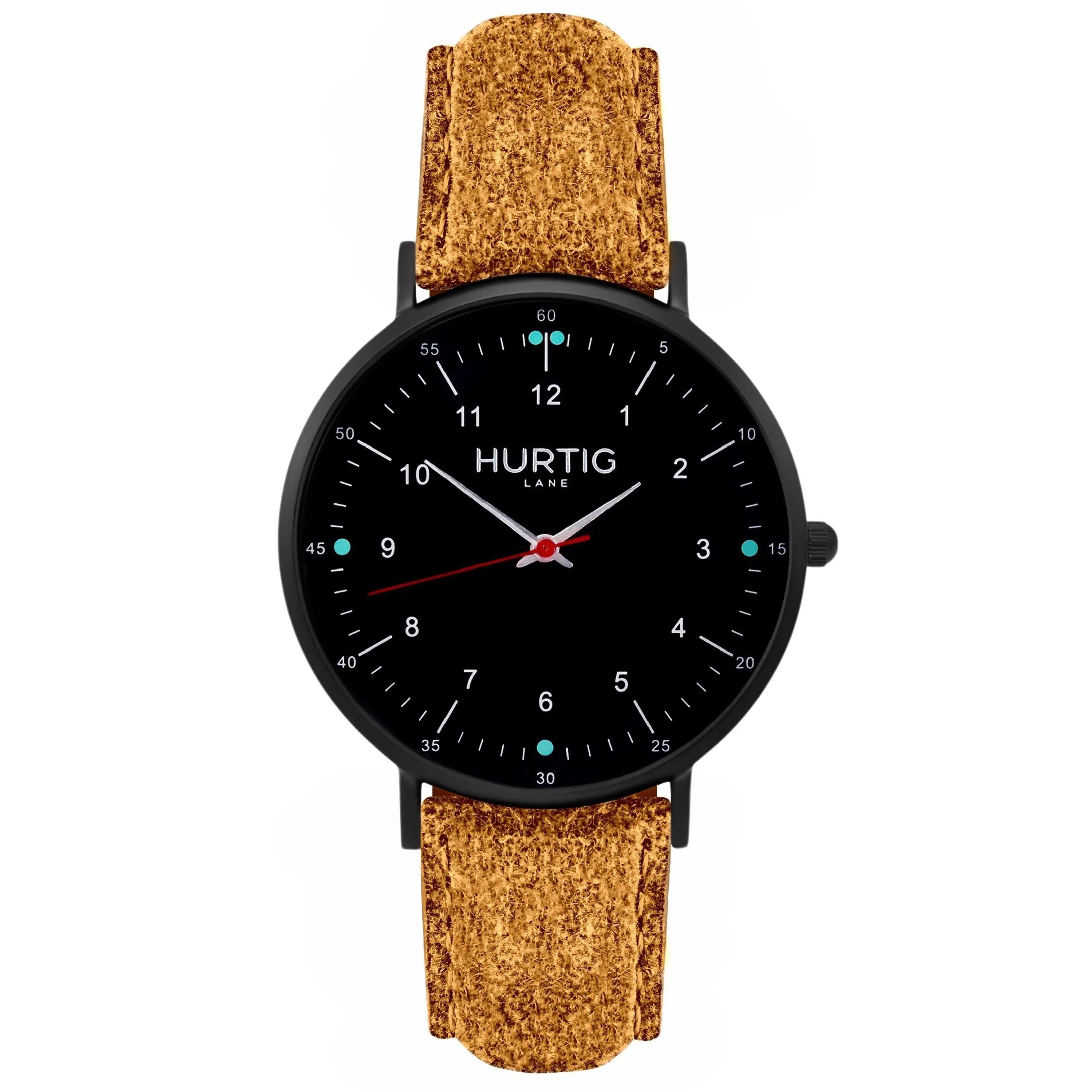 Moderna Vegan Suede Watch All Black & Mustard