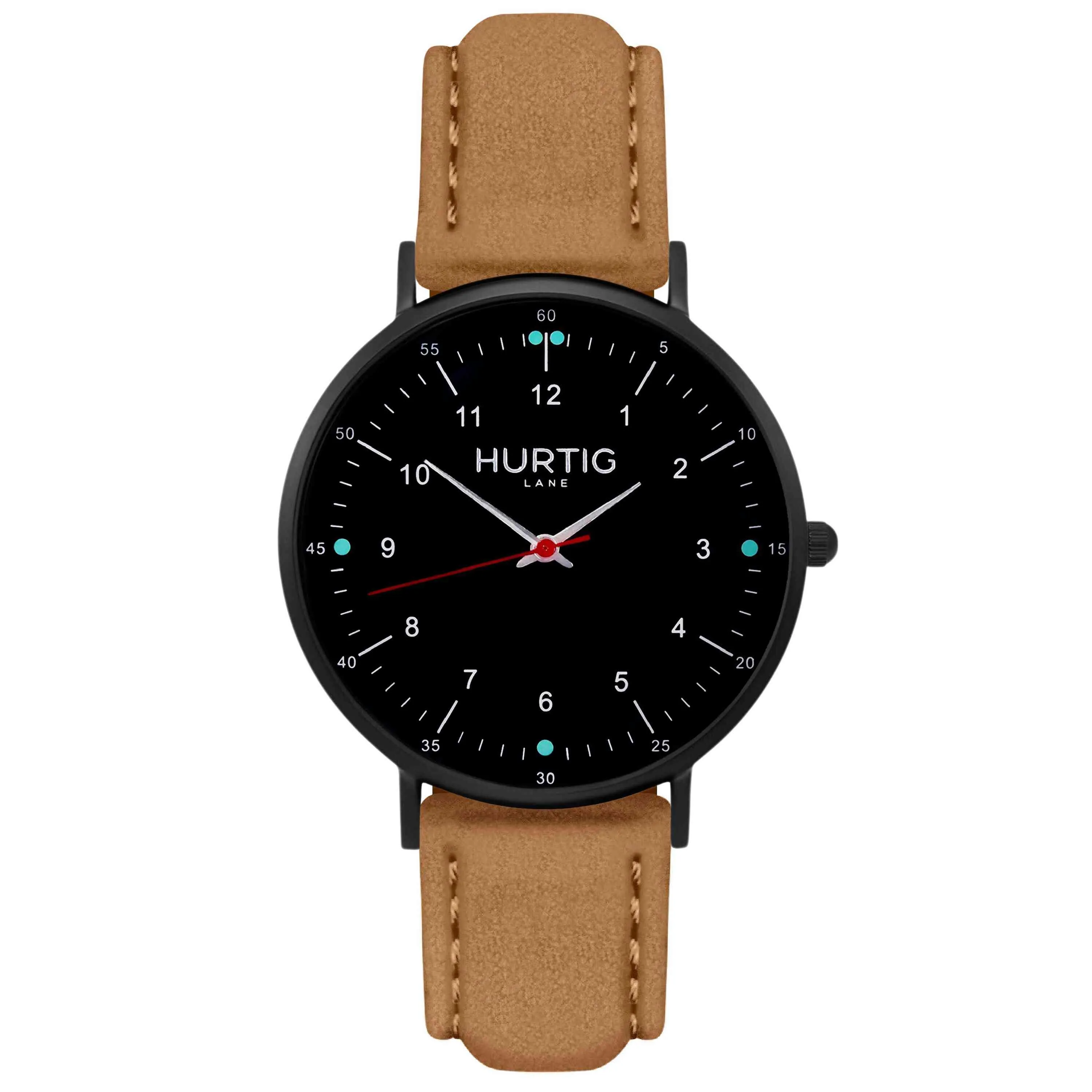 Moderna Vegan Suede Watch All Black & Mustard