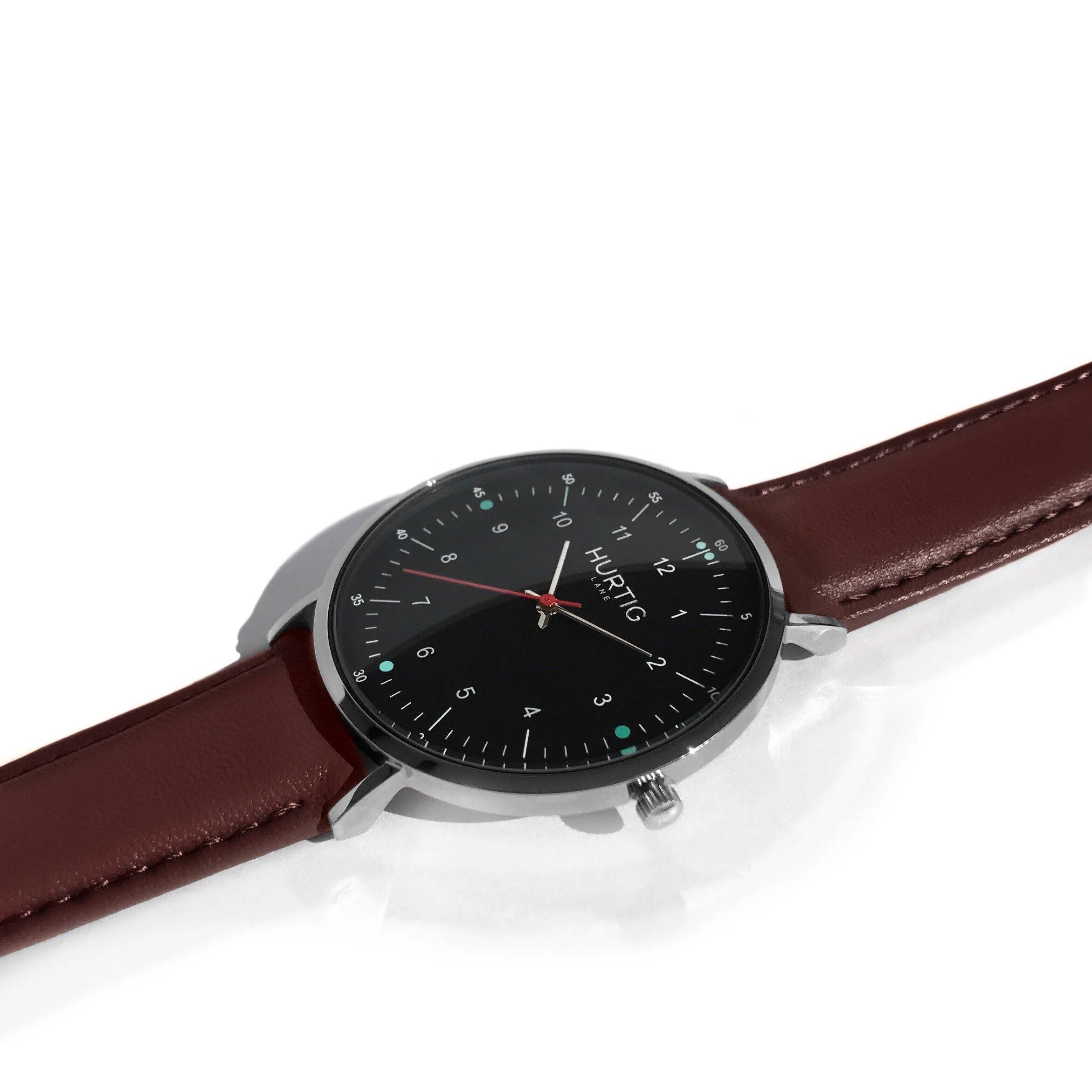 Moderno Vegan Leather Watch Silver, Black & Chestnut