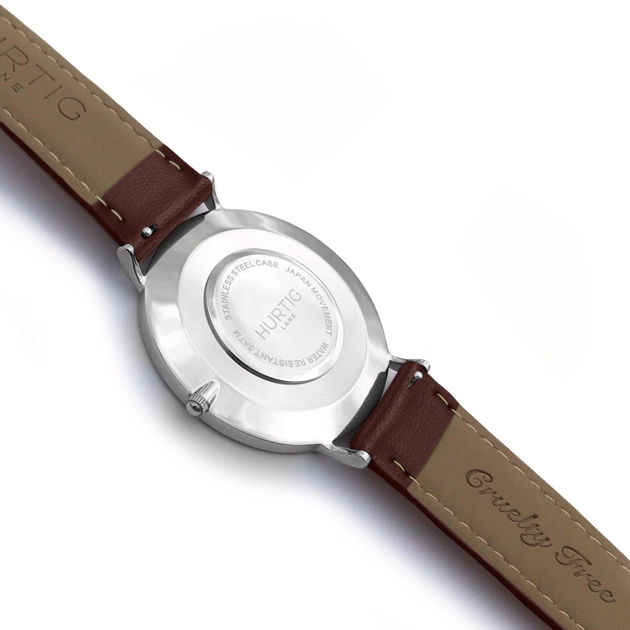 Moderno Vegan Leather Watch Silver, Black & Chestnut