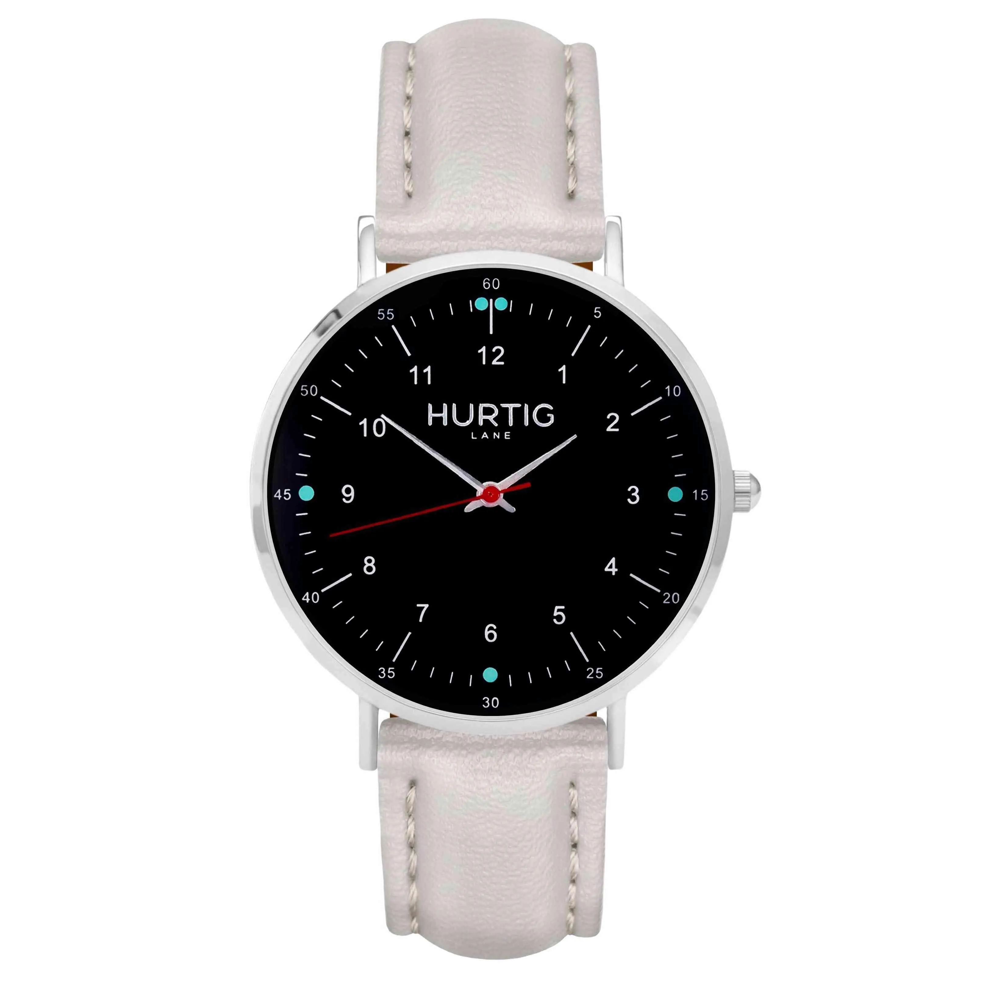 Moderno Vegan Leather Watch Silver, Black & Chestnut