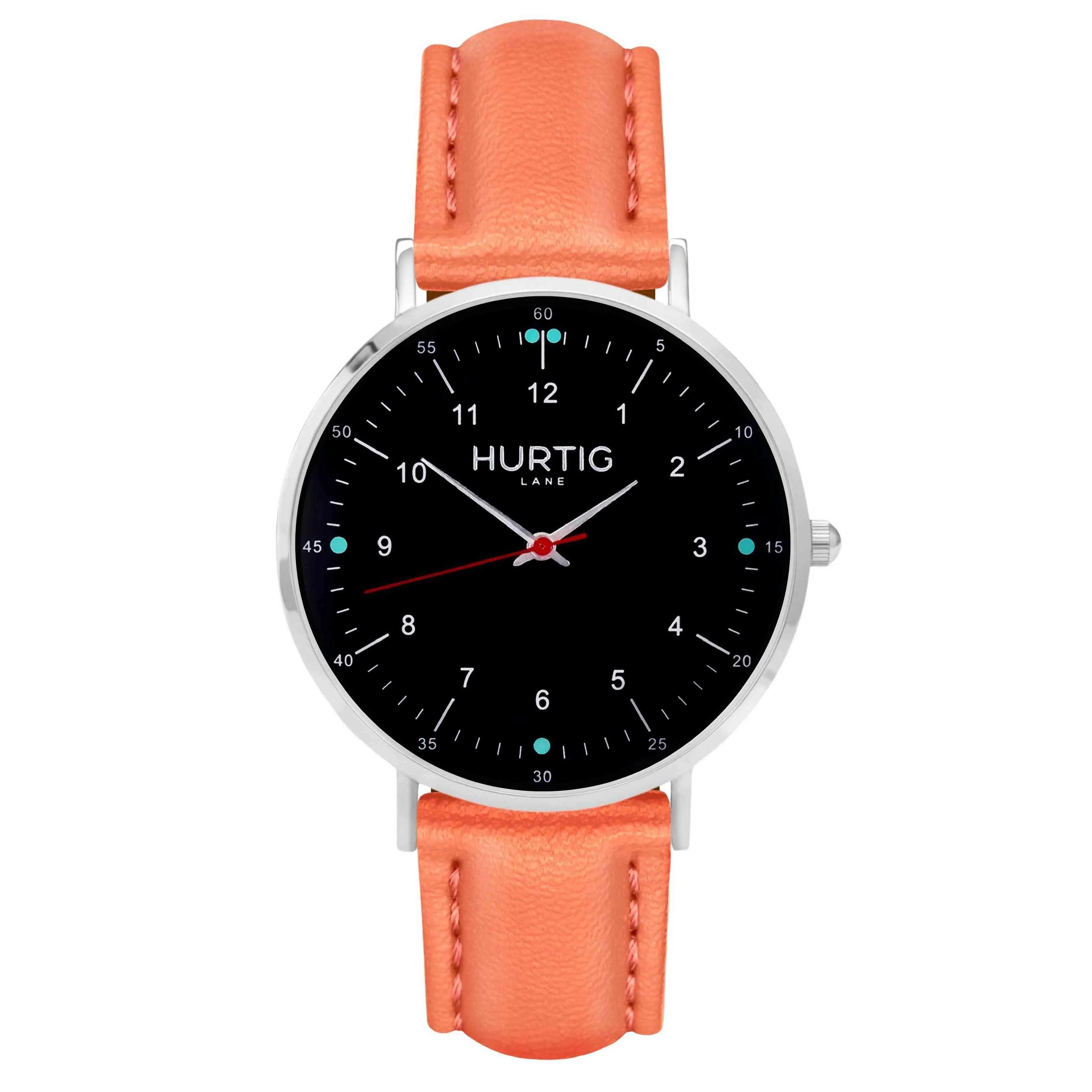 Moderno Vegan Leather Watch Silver, Black & Chestnut