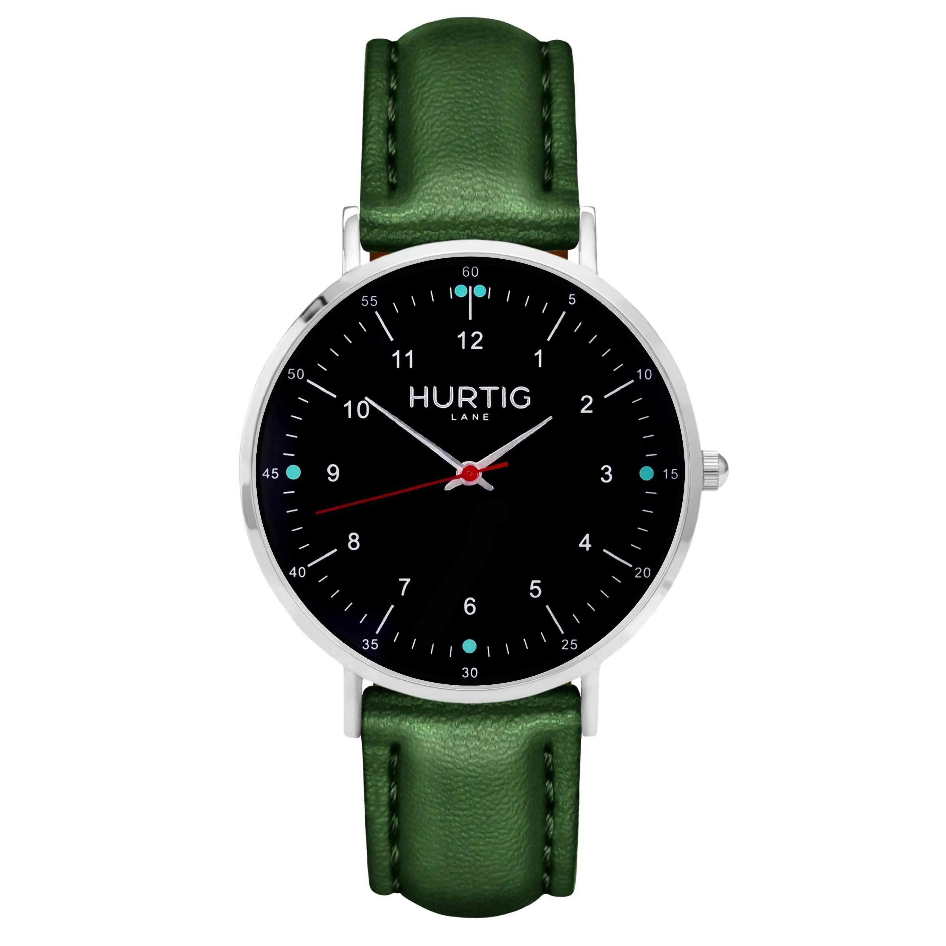 Moderno Vegan Leather Watch Silver, Black & Chestnut