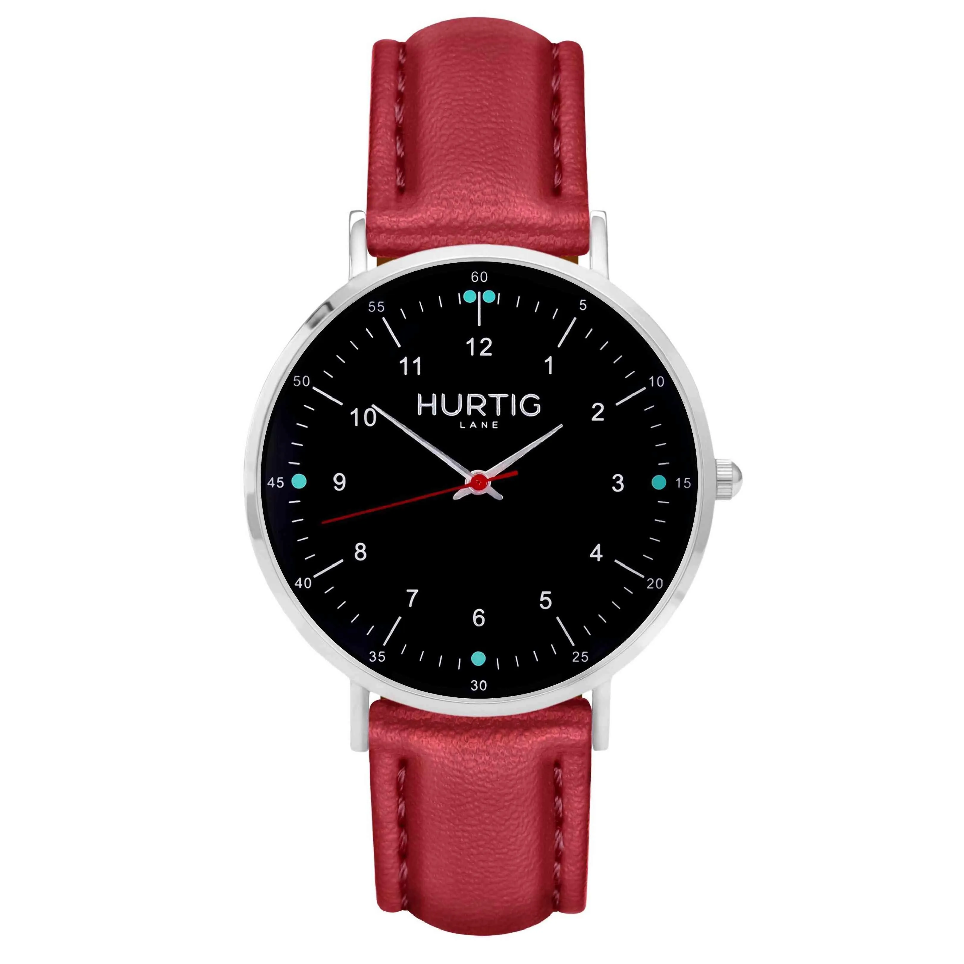 Moderno Vegan Leather Watch Silver, Black & Chestnut