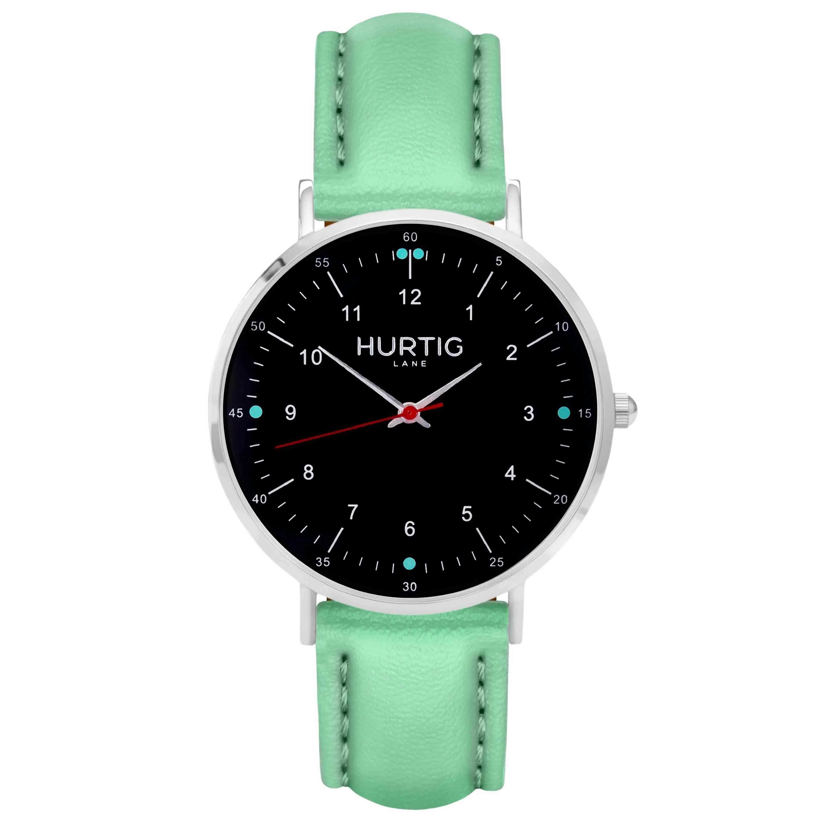 Moderno Vegan Leather Watch Silver, Black & Chestnut